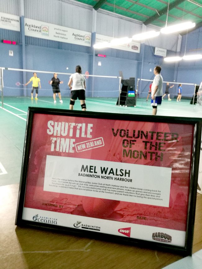 Mel Walsh Shuttletime Certificate