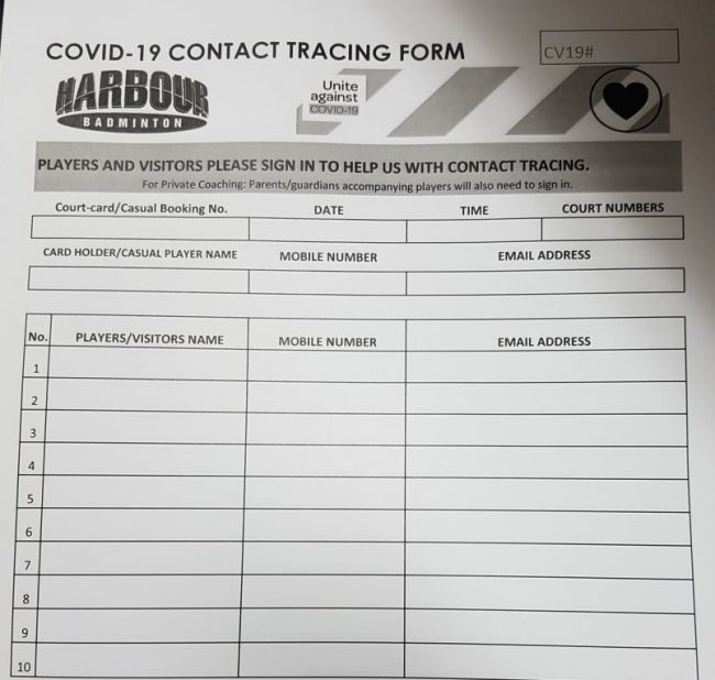 contact tracing form